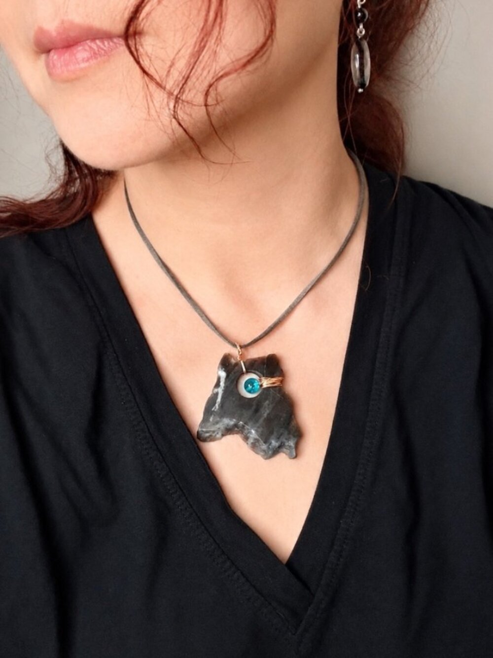 One of a Kind Jade Wearable Art Necklace Unisex